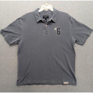 American Eagle Outfitters Polo Shirt Mens Medium Gray Pique AE 6 Embroidered